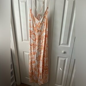 NWT Abercrombie and Fitch Orange and White Floral Maxi Dress XL